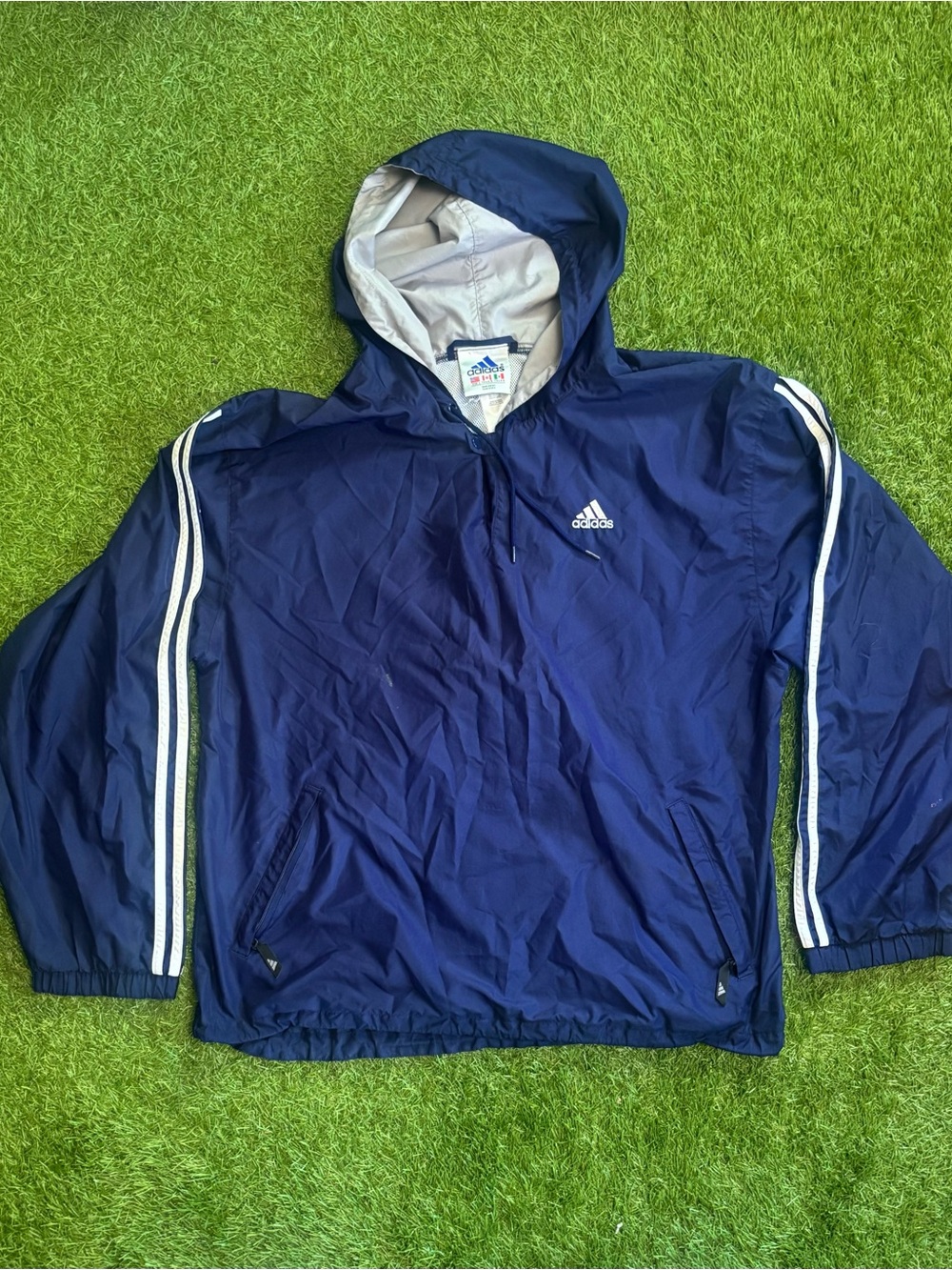 Vintage tag adidas navy blue men’s L rain jacket